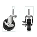 4 Pack 3 Inch Heavy Duty Rubber Swivel Casters with Brakes 600 lb Set Capacity - Image 19