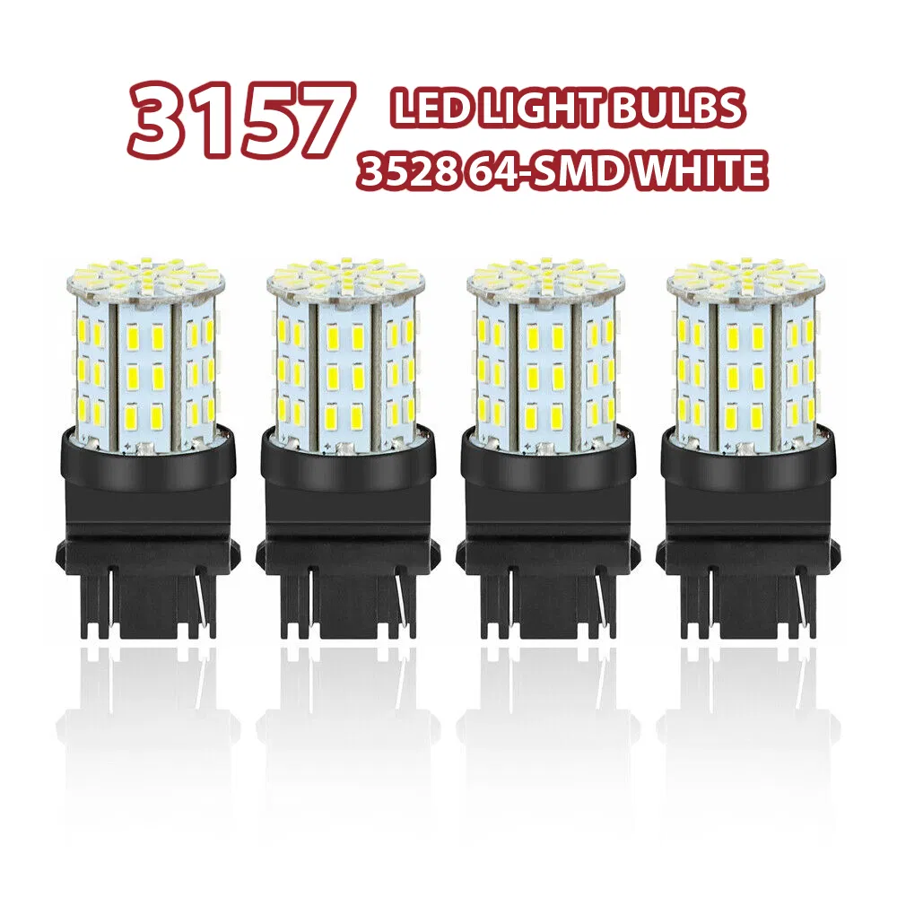 4 Pack 3157 3156 64-SMD LED Bulbs, 6000K White