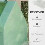Outsunny 4'x3' Galvanized Raised Garden Bed with PE Greenhouse Cover, Metal Planter Box with Roll-Up Door for Flowers, Vegetables, Green - Image 6