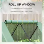 Outsunny 4'x3' Galvanized Raised Garden Bed with PE Greenhouse Cover, Metal Planter Box with Roll-Up Door for Flowers, Vegetables, Green - Image 8