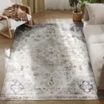 HOMCOM 4x6 Area Rug, Vintage Machine Washable Rug, Non-Slip Carpet for Living Room, Bedroom, Dining Room, Brown and Green - Image 12