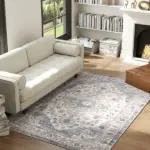 HOMCOM 4x6 Area Rug, Vintage Machine Washable Rug, Non-Slip Carpet for Living Room, Bedroom, Dining Room, Brown and Light Blue - Image 2