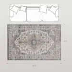 HOMCOM 4x6 Area Rug, Vintage Machine Washable Rug, Non-Slip Carpet for Living Room, Bedroom, Dining Room, Brown and Light Blue - Image 3