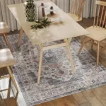 HOMCOM 4x6 Area Rug, Vintage Machine Washable Rug, Non-Slip Carpet for Living Room, Bedroom, Dining Room, Brown and Light Blue - Image 8