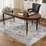 HOMCOM 4x6 Area Rug, Vintage Machine Washable Rug, Non-Slip Carpet for Living Room, Bedroom, Dining Room, Brown and Light Blue - Image 9