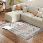 HOMCOM 4x6 Area Rug, Vintage Machine Washable Rug, Non-Slip Floor Carpet for Living Room, Bedroom, Dining Room, Brown and Blue - Image 11