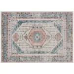 HOMCOM 4x6 Area Rug, Vintage Machine Washable Rug, Non-Slip Floor Carpet for Living Room, Bedroom, Dining Room, Brown and Blue