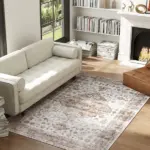 HOMCOM 4x6 Area Rug, Vintage Machine Washable Rug, Non-Slip Floor Carpet for Living Room, Bedroom, Dining Room, Tan - Image 2