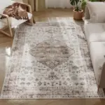 HOMCOM 4x6 Area Rug, Vintage Machine Washable Rug, Non-Slip Floor Carpet for Living Room, Bedroom, Dining Room, Tan - Image 12