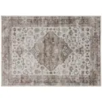 HOMCOM 4x6 Area Rug, Vintage Machine Washable Rug, Non-Slip Floor Carpet for Living Room, Bedroom, Dining Room, Tan