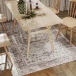 HOMCOM 4x6 Area Rug, Vintage Machine Washable Rug, Non-Slip Floor Carpet for Living Room, Bedroom, Dining Room, Tan - Image 8