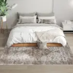 HOMCOM 4x6 Area Rug, Vintage Machine Washable Rug, Non-Slip Floor Carpet for Living Room, Bedroom, Dining Room, Tan - Image 10