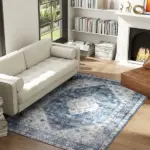 HOMCOM 4x6 Area Rug, Vintage Washable Rug, Non-Slip Floor Carpet for Living Room, Bedroom, Dining Room, Blue - Image 2