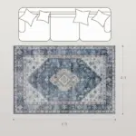 HOMCOM 4x6 Area Rug, Vintage Washable Rug, Non-Slip Floor Carpet for Living Room, Bedroom, Dining Room, Blue - Image 3