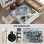 HOMCOM 4x6 Area Rug, Vintage Washable Rug, Non-Slip Floor Carpet for Living Room, Bedroom, Dining Room, Blue - Image 5