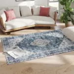 HOMCOM 4x6 Area Rug, Vintage Washable Rug, Non-Slip Floor Carpet for Living Room, Bedroom, Dining Room, Blue - Image 8