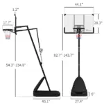 Soozier 5-10' Basketball Stand, Freestanding Basketball System with 44" Shatterproof Backboard, Rebound System and Wheels - Image 3
