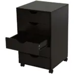 HOMCOM 5 Drawer File Cabinet Storage Organizer Filing Cabinet with Nordic Minimalist Modern Style and Wheels, Brown - Image 11