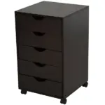 HOMCOM 5 Drawer File Cabinet Storage Organizer Filing Cabinet with Nordic Minimalist Modern Style and Wheels, Brown