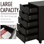 HOMCOM 5 Drawer File Cabinet Storage Organizer Filing Cabinet with Nordic Minimalist Modern Style and Wheels, Brown - Image 4