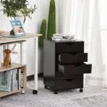 HOMCOM 5 Drawer File Cabinet Storage Organizer Filing Cabinet with Nordic Minimalist Modern Style and Wheels, Brown - Image 8