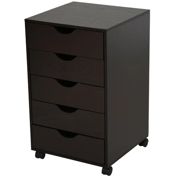 5-drawer-file-cabinet-storage-organizer-filing-cabinet-with-nordic-minimalist-modern-style-wheels-brown.webp HOMCOM 5 Drawer File Cabinet Storage Organizer Filing Cabinet with Nordic Minimalist Modern Style and Wheels, Brown - Image 1