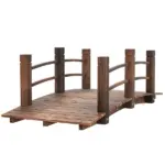 Outsunny 5 Ft Fir Wood Garden Bridge with Side Railings, Arc Walkway for Backyards, Gardens and Streams, Stained Wood - Image 11