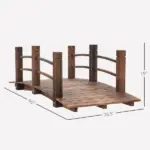 Outsunny 5 Ft Fir Wood Garden Bridge with Side Railings, Arc Walkway for Backyards, Gardens and Streams, Stained Wood - Image 3
