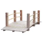 Outsunny 5 Ft Wooden Garden Bridge Arc Footbridge with Railings for your Backyard, Natural Wood - Image 11