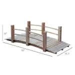 Outsunny 5 Ft Wooden Garden Bridge Arc Footbridge with Railings for your Backyard, Natural Wood - Image 3