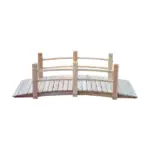 Outsunny 5 Ft Wooden Garden Bridge Arc Footbridge with Railings for your Backyard, Natural Wood - Image 7