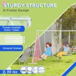 5 in 1 Kids Swing Set for Backyard with Heavy-Duty A-Frame Stand, Saucer Swing, Slide, Seesaw, Glider, Swing Seat, Gray - Image 5