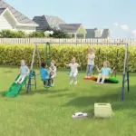 Qaba 5-in-1 Kids Swing Set with Slide, Swings and Glider for Backyard, 770lbs Capacity, for Ages 3-8, Mixed Color - Image 2