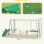 Qaba 5-in-1 Kids Swing Set with Slide, Swings and Glider for Backyard, 770lbs Capacity, for Ages 3-8, Mixed Color - Image 3