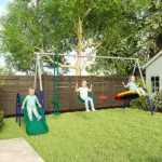 Qaba 5-in-1 Kids Swing Set with Slide, Swings and Glider for Backyard, 770lbs Capacity, for Ages 3-8, Mixed Color - Image 10