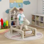 5 in 1 Rocking Horse for Toddlers 1-6 Years with Detachable Balance Board, Push Handle, Footrest, Cream White - Image 2