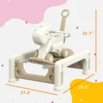 5 in 1 Rocking Horse for Toddlers 1-6 Years with Detachable Balance Board, Push Handle, Footrest, Cream White - Image 3