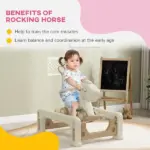 5 in 1 Rocking Horse for Toddlers 1-6 Years with Detachable Balance Board, Push Handle, Footrest, Cream White - Image 5