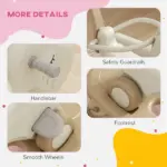 5 in 1 Rocking Horse for Toddlers 1-6 Years with Detachable Balance Board, Push Handle, Footrest, Cream White - Image 7