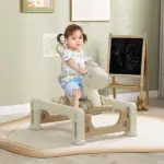 5 in 1 Rocking Horse for Toddlers 1-6 Years with Detachable Balance Board, Push Handle, Footrest, Cream White - Image 10