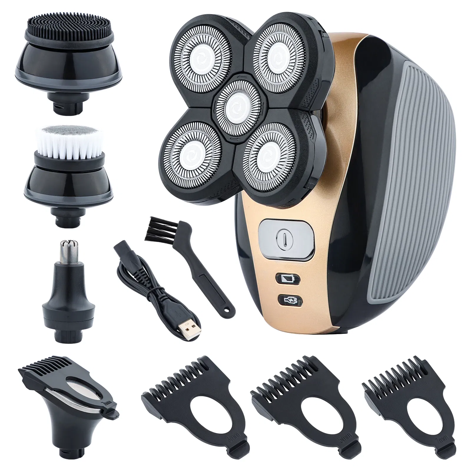5 in 1 Rotary Electric Head Shaver and Beard Trimmer Rechargeable