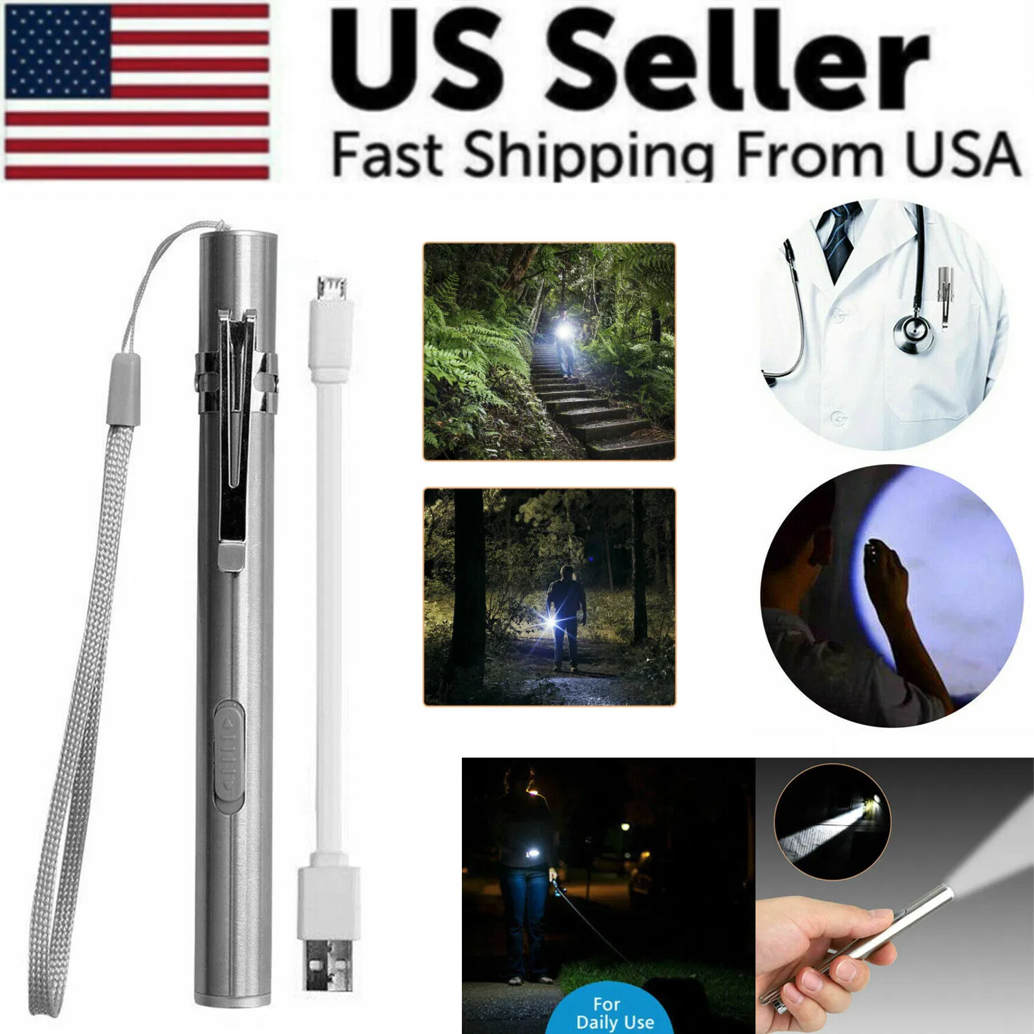 5 Inch USB Rechargeable LED Pen Flashlight