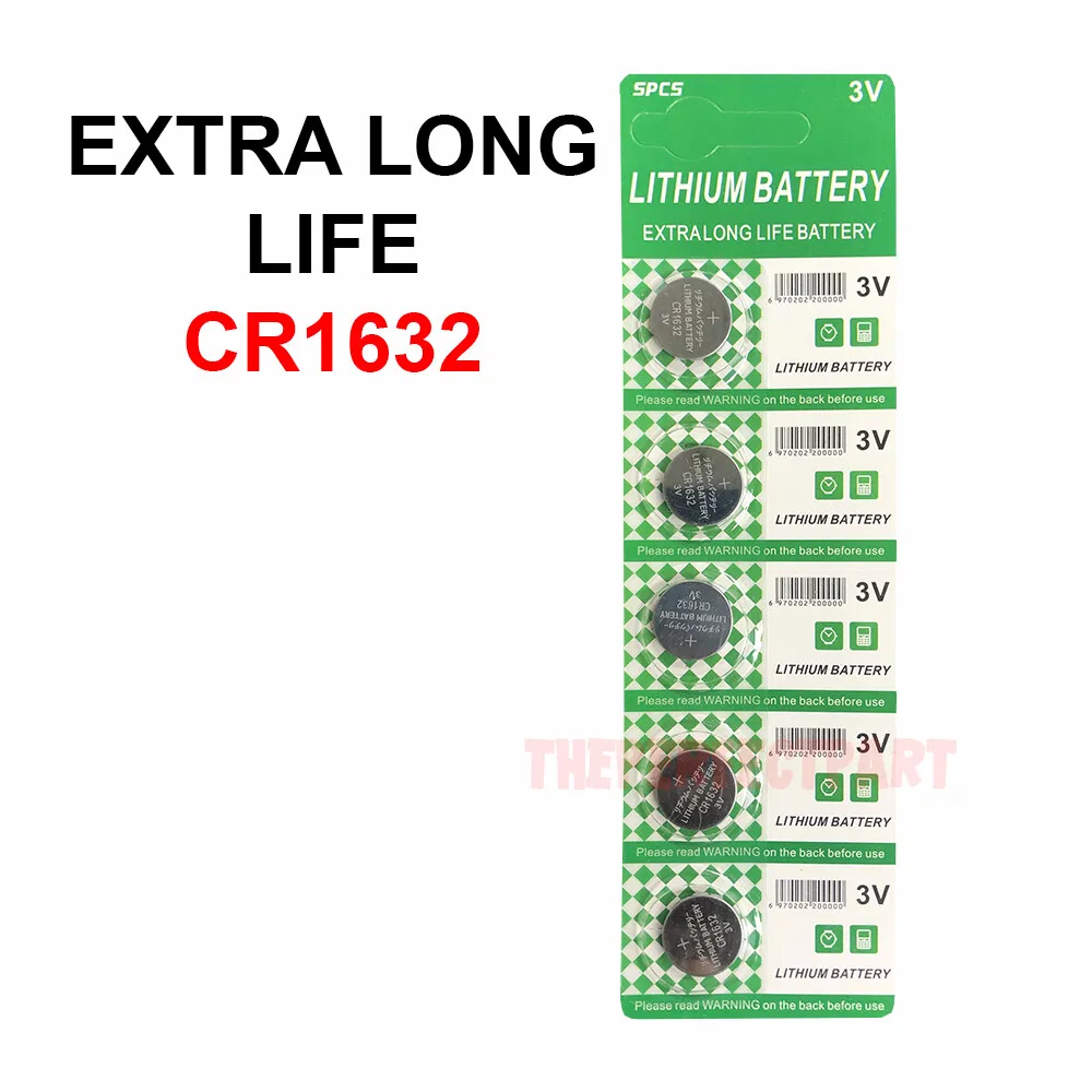5 Pack CR1632 3V Lithium Coin Cell Batteries ECR1632