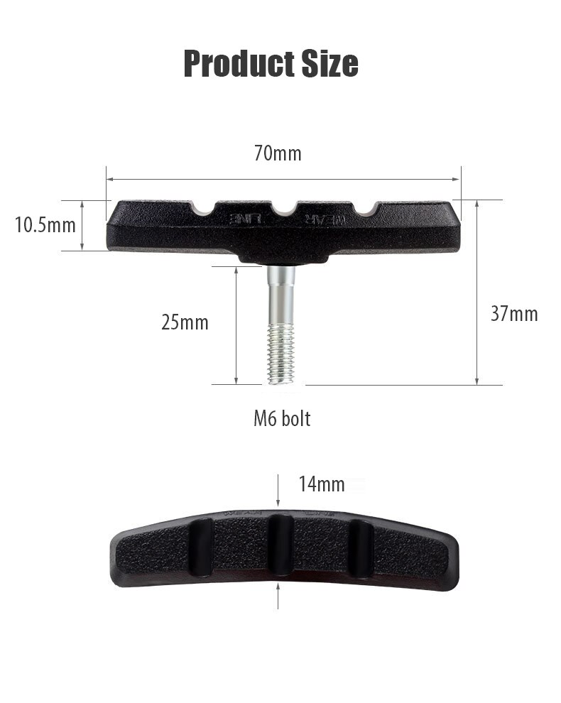 5 Pairs 70mm V Brake Pads for Bicycle Cycling