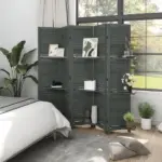 5 Panel 67" Tall Wood Privacy Screen Room Divider with 3 Shelves and Folding Storage for Bedroom, Gray - Image 8
