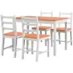 5 Piece Dining Set Solid Pine Wood High Back Chairs White Natural Wood for Small Spaces - Image 11
