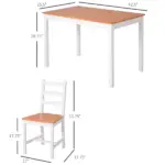 5 Piece Dining Set Solid Pine Wood High Back Chairs White Natural Wood for Small Spaces - Image 3