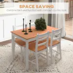 5 Piece Dining Set Solid Pine Wood High Back Chairs White Natural Wood for Small Spaces - Image 4