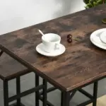 5-Piece Dining Table Set, Industrial Bar Table and 4 Stools, Space-Saving, Rustic Brown/Black for Pub and Kitchen - Image 11