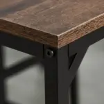 5-Piece Dining Table Set, Industrial Bar Table and 4 Stools, Space-Saving, Rustic Brown/Black for Pub and Kitchen - Image 13